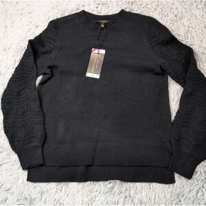 Christian Siriano Sweater Womens S Black Casual Comfort Preppy Soft New